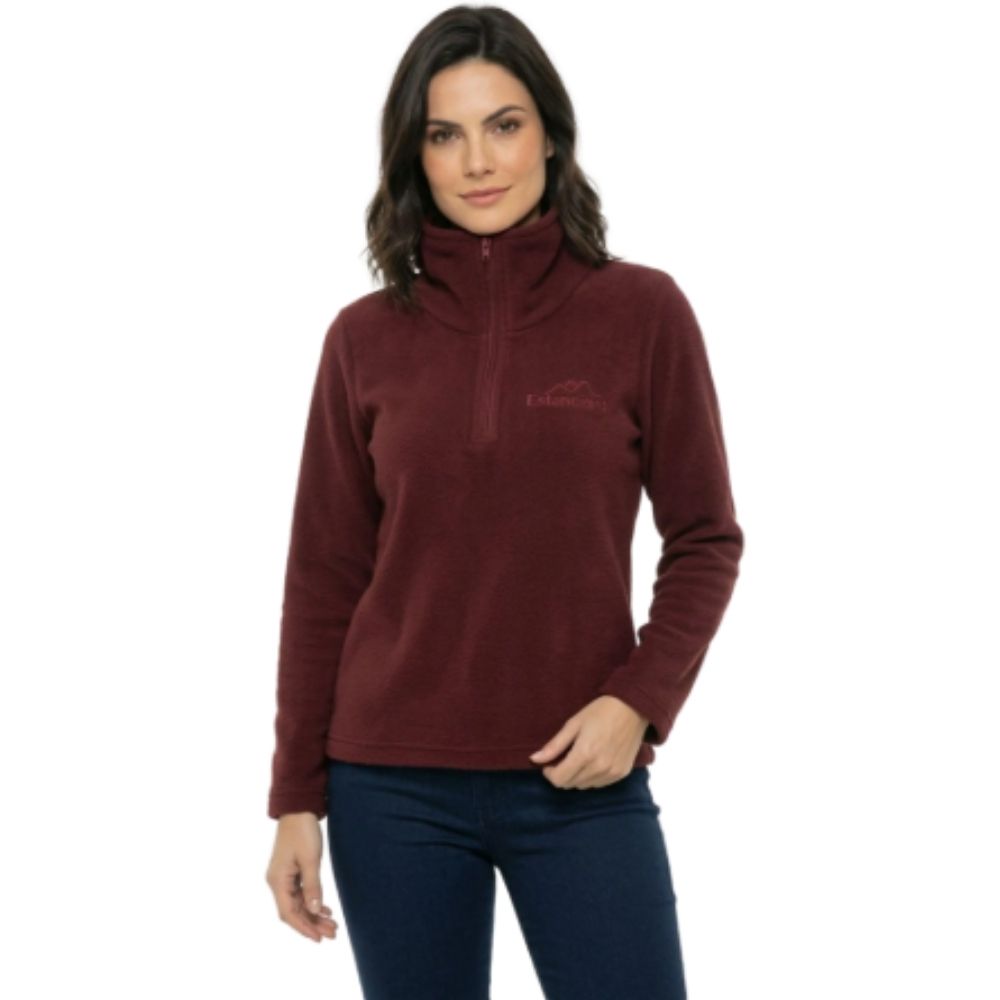 Blusa Feminina Estancieiro Microsoft Gola Alta Com Zíper Marsala - REF:5134A.190