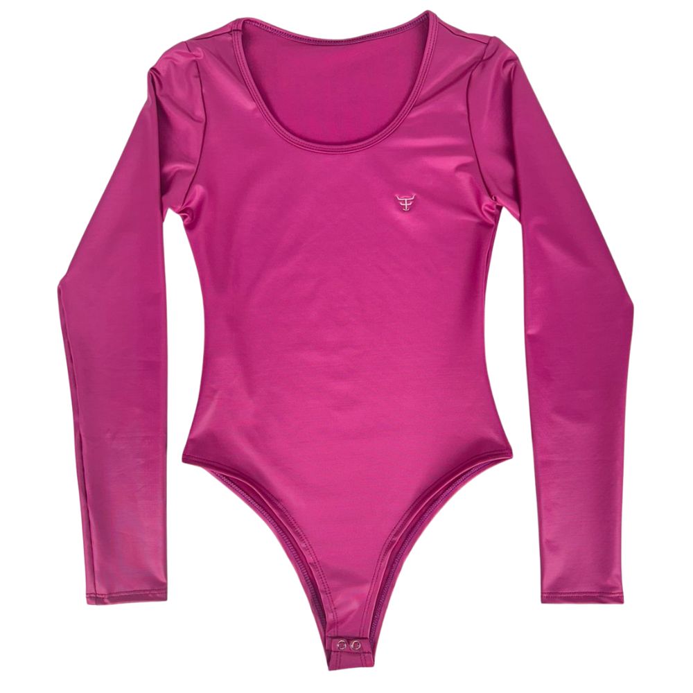 Body Feminino Texas Farm Cirre Fore Most Rosa Fuscia Manga Longa Logo Pequeno Ref:BOM002