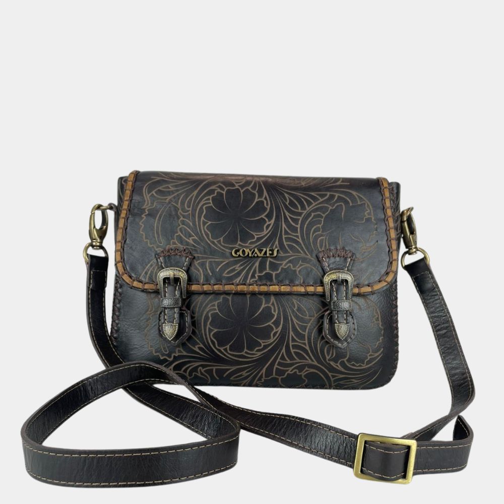 Bolsa Feminina Goyazes Couro Atlanta Café Bo Dallas Creme Ref:B-2408-3