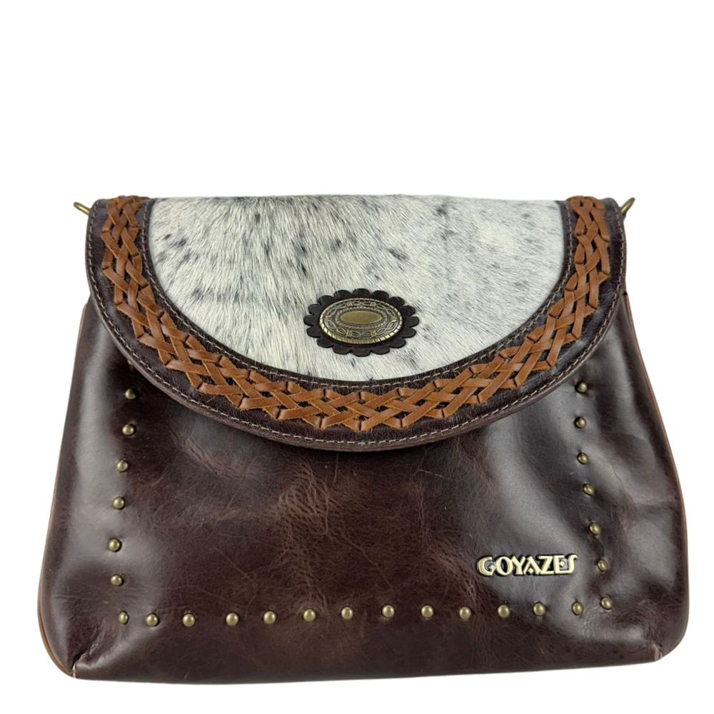 Bolsa Feminina Goyazes Couro Atlanta Café Couro Pelo Bovino Café Ref: B-2518-5