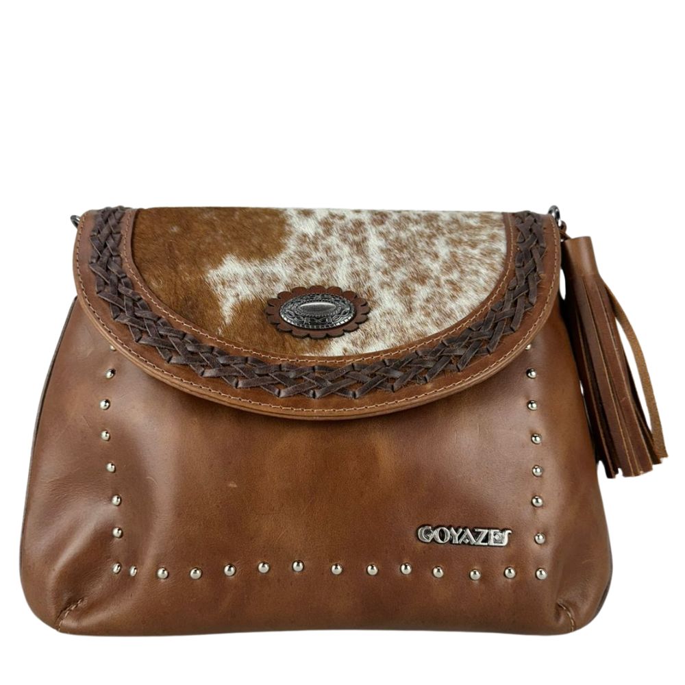 Bolsa Feminina Goyazes Couro Atlanta Caramelo Couro Pelo Bovino Caramelo Ref:B-2518-4
