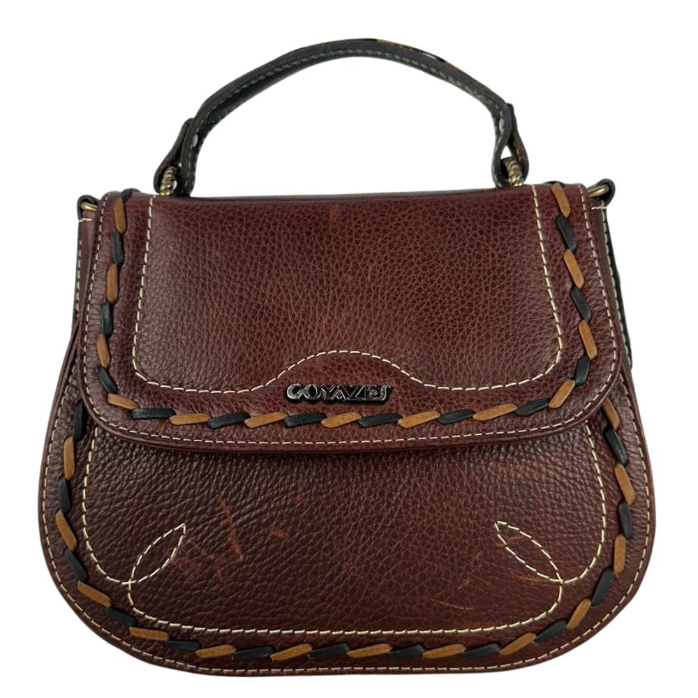 Bolsa Feminina Goyazes Couro Bison Brown/Couro Bison Preto Ref:B-2521-4