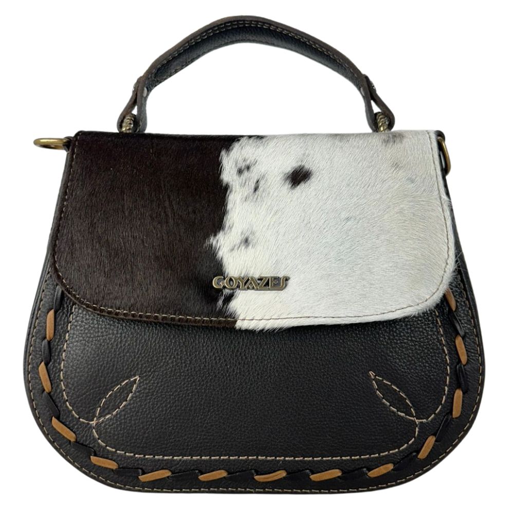 Bolsa Feminina Goyazes Couro Pelo Bovino Café Bison Café Ref:B-2521-8