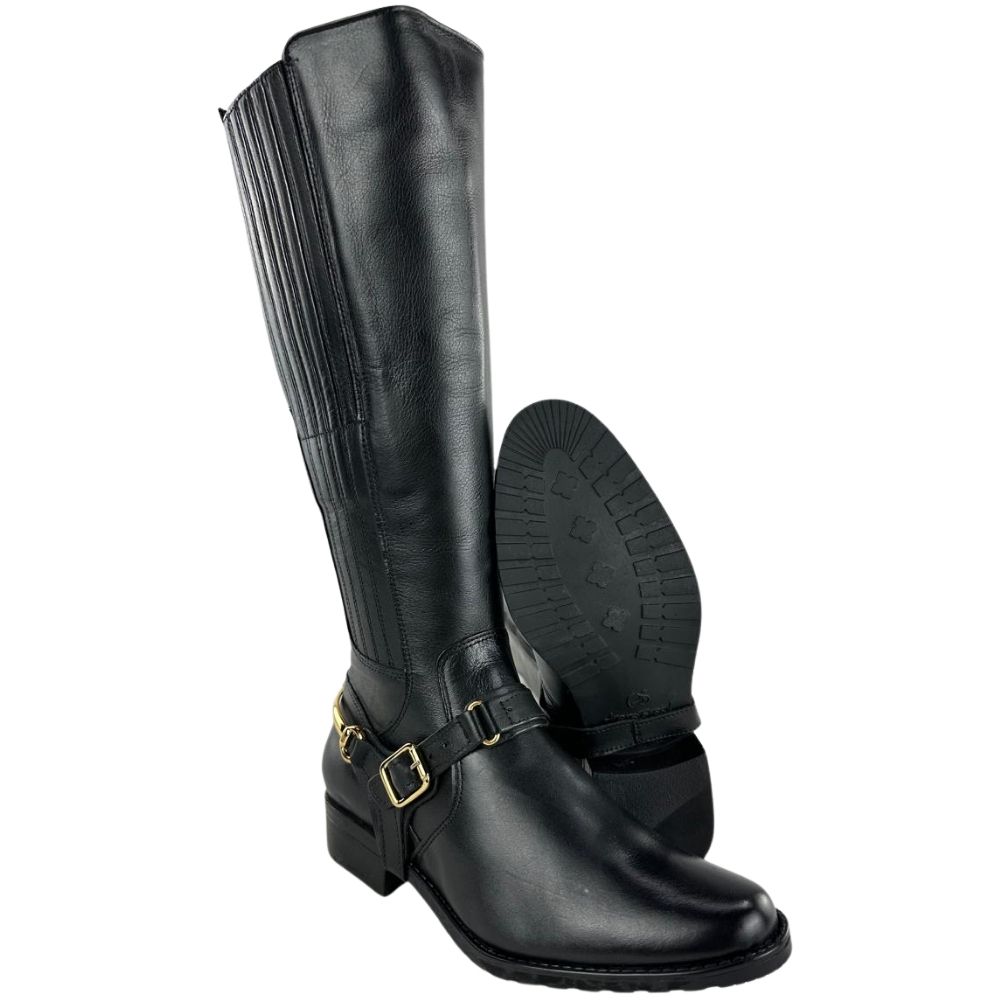 Bota Montaria Feminina Kedoll Preta Com Detalhes Bridão Removível Ref: 3915