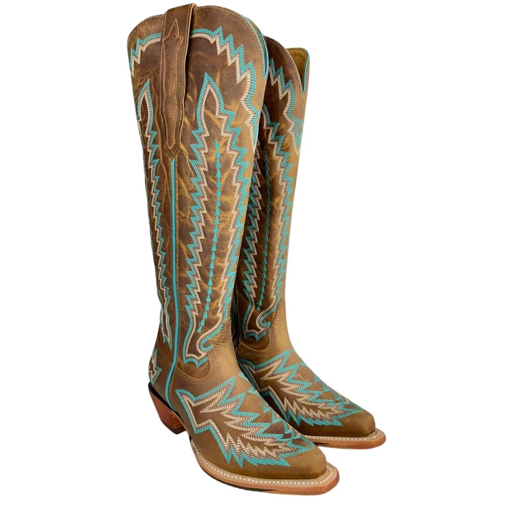 Bota Texana Feminina Goyazes Bico Fino Fashion Couro Dallas Marrom