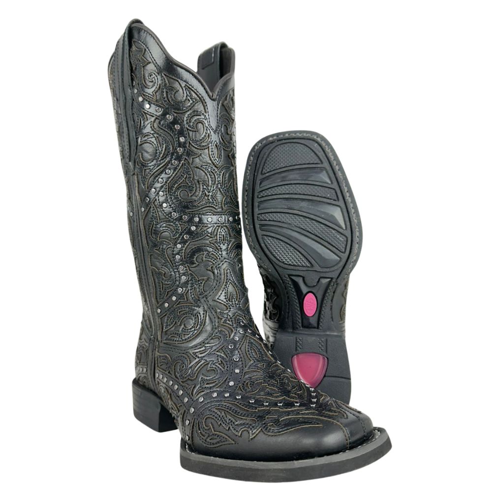 Bota Texana Feminina Vimar Fossil Mustang Preto Sola Magnum Voo Ref:13103