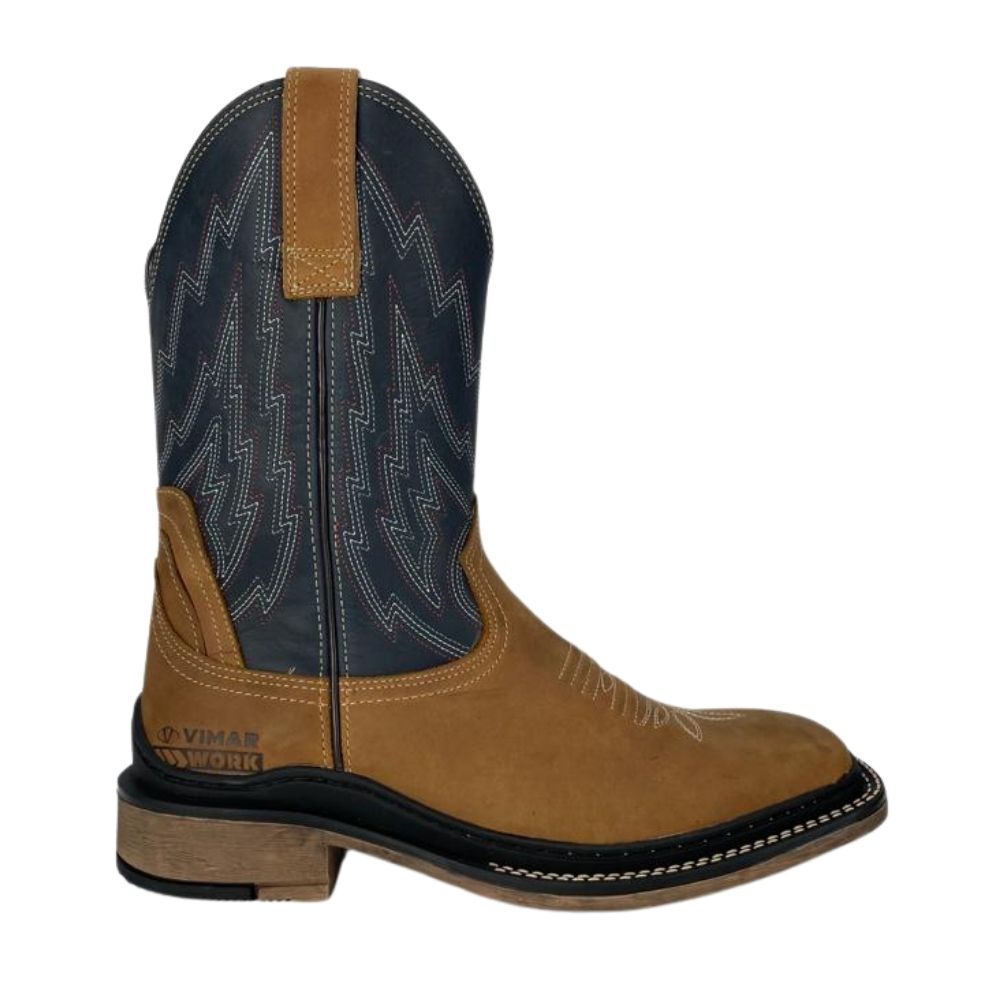 Bota Texana Masculina Vimar Marrom Solado Work - Ref. 81323 - Badana