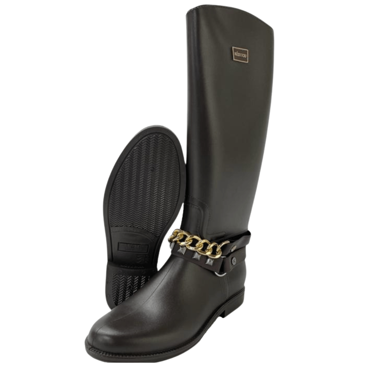 Bota Galocha Feminina Kesttou Beta Slim Café Ref. KT022