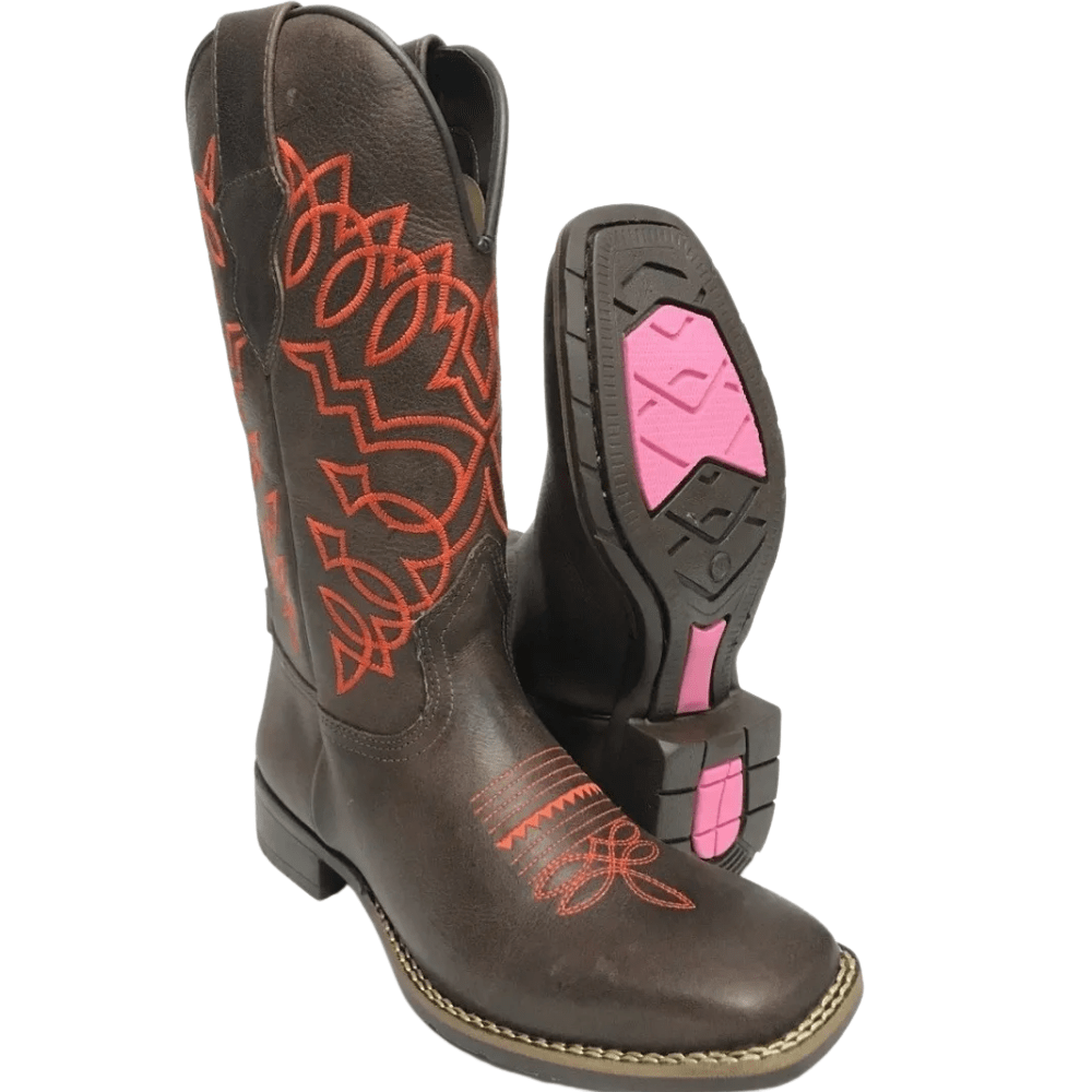 Bota Texana Country Feminina Mexicana Bico Quadrado