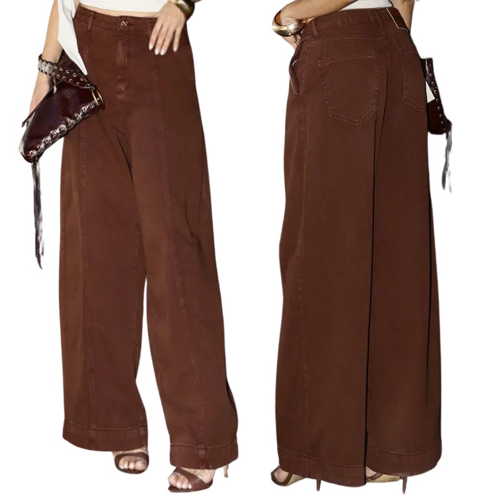 Calça Feminina Consciência Jeans Barrel Com Recortes Ref:25687