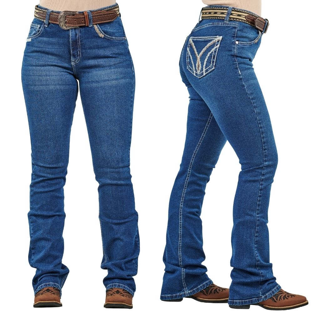 Calça Feminina Dock's Jeans Flare Com Bordado no Bolso Ref 4066