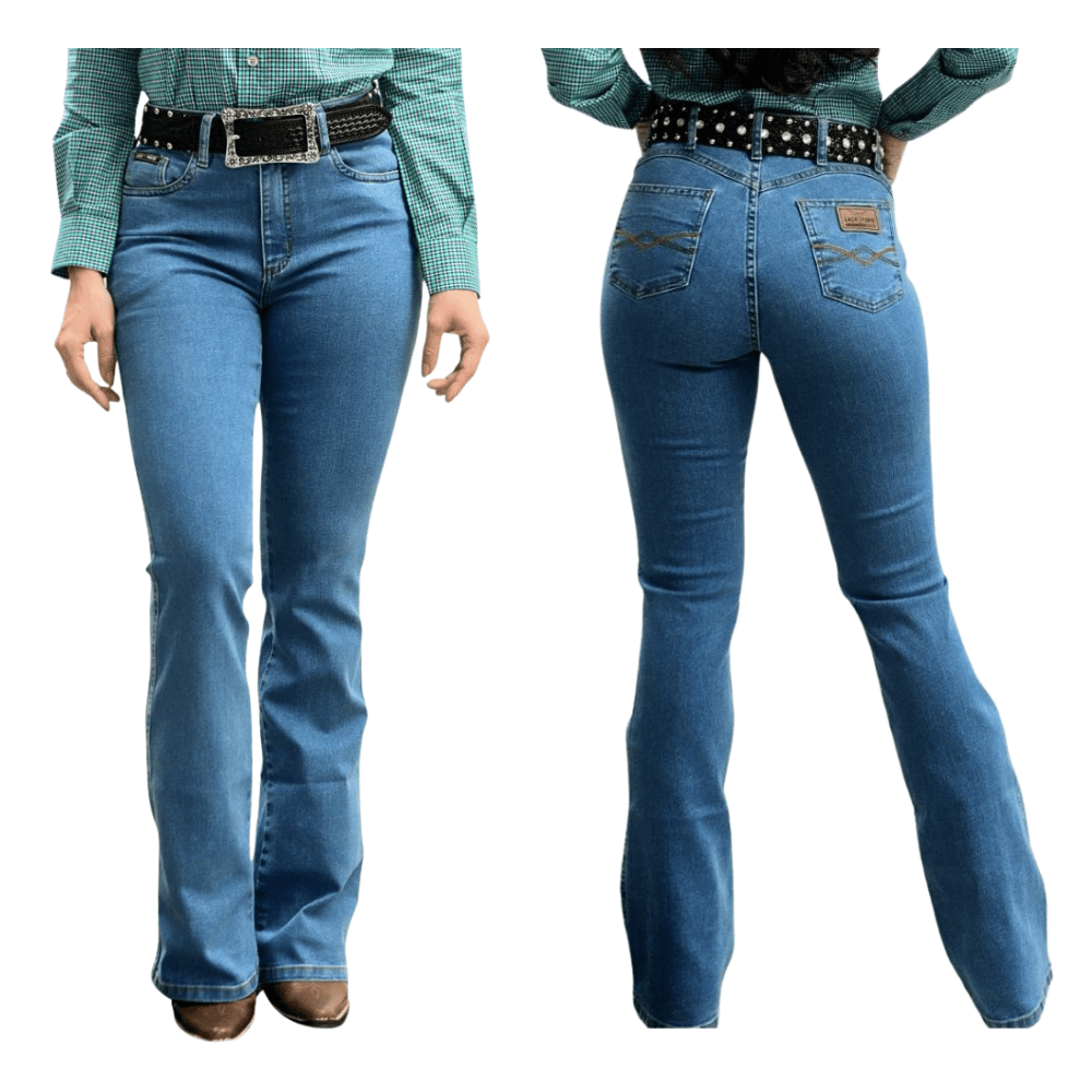 Calça Feminina Laço Forte Jeans Azul Claro Bootcut Destroy Claro REF: 7026