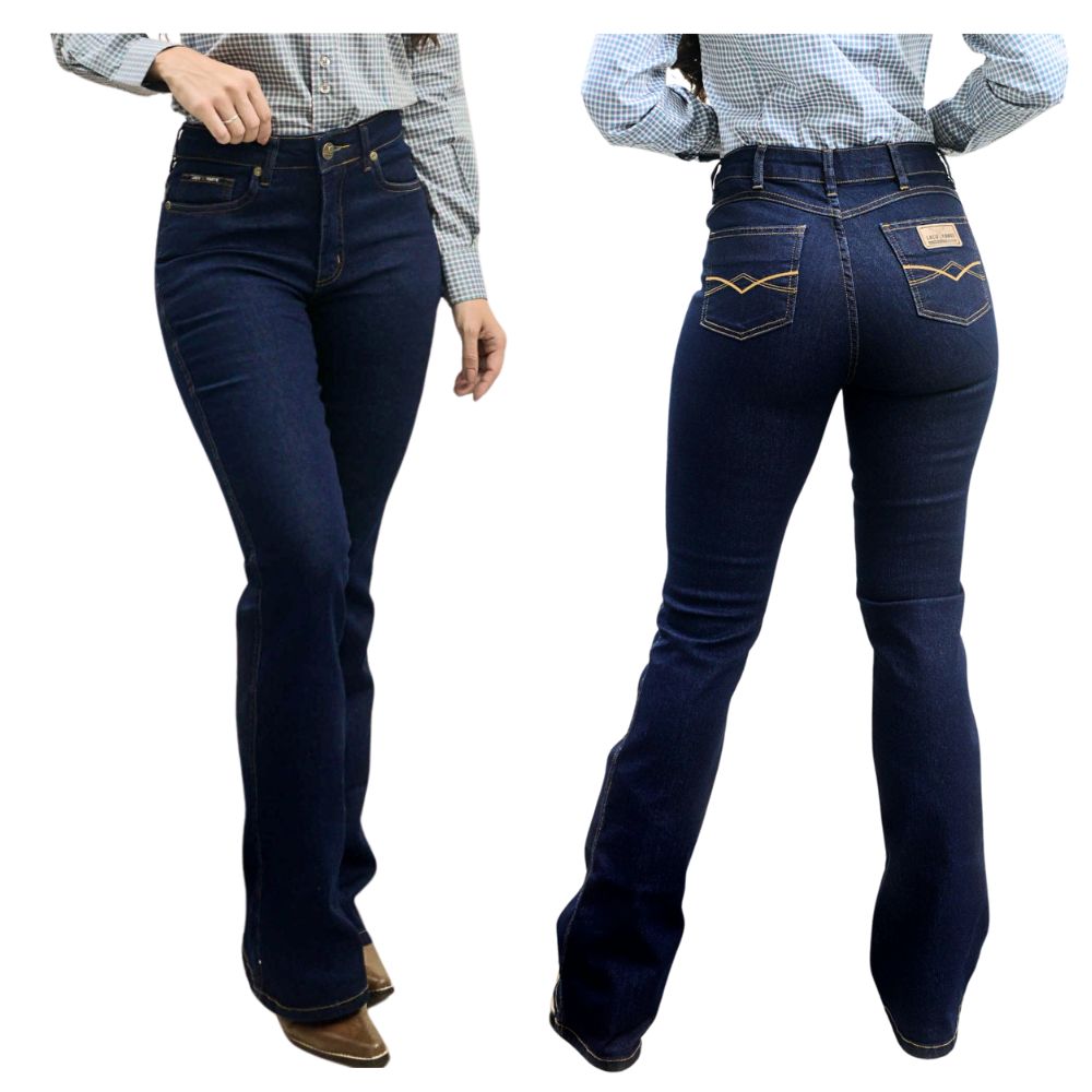 Calça Feminina Laço Forte Jeans Escuro Bootcut Amaciado Com Silicone REF: 7028