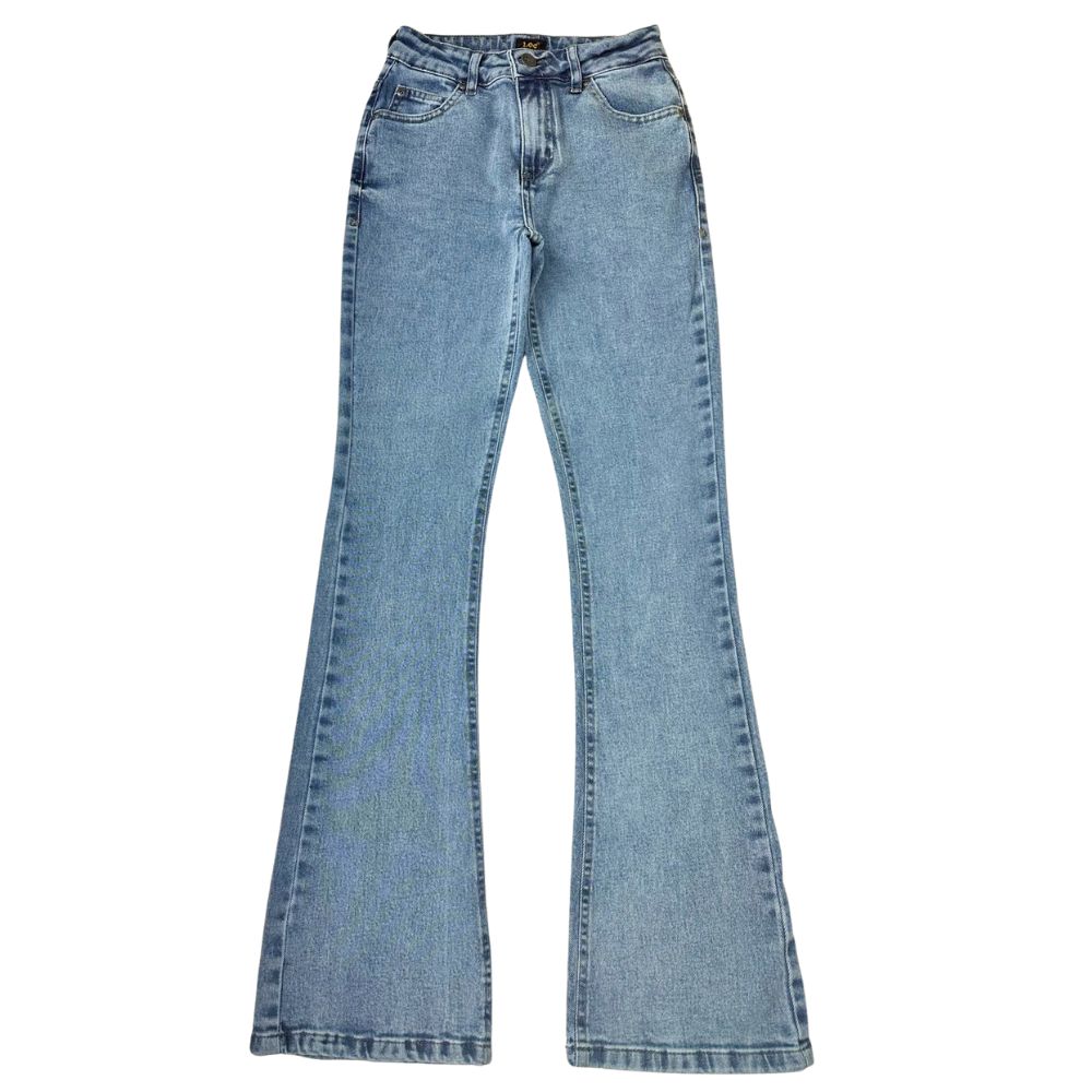 Calça Feminina Lee Jeans Azul Stonada Hoxil Premium Strech Skinny Fit Cintura Alta Bootcut Ref: 3438L