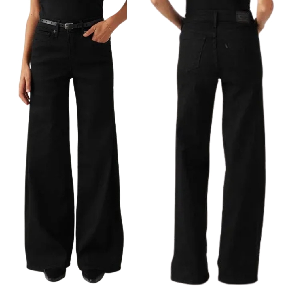 Calça Feminina Levi's 318 Shaping Wide Leg Preta Ref:001PZ0005