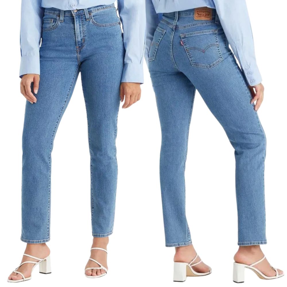 Calça Feminina Levi's Jeans Azul Médio 721 High-Rise Slim Straight Reta Ref:LB 7240063