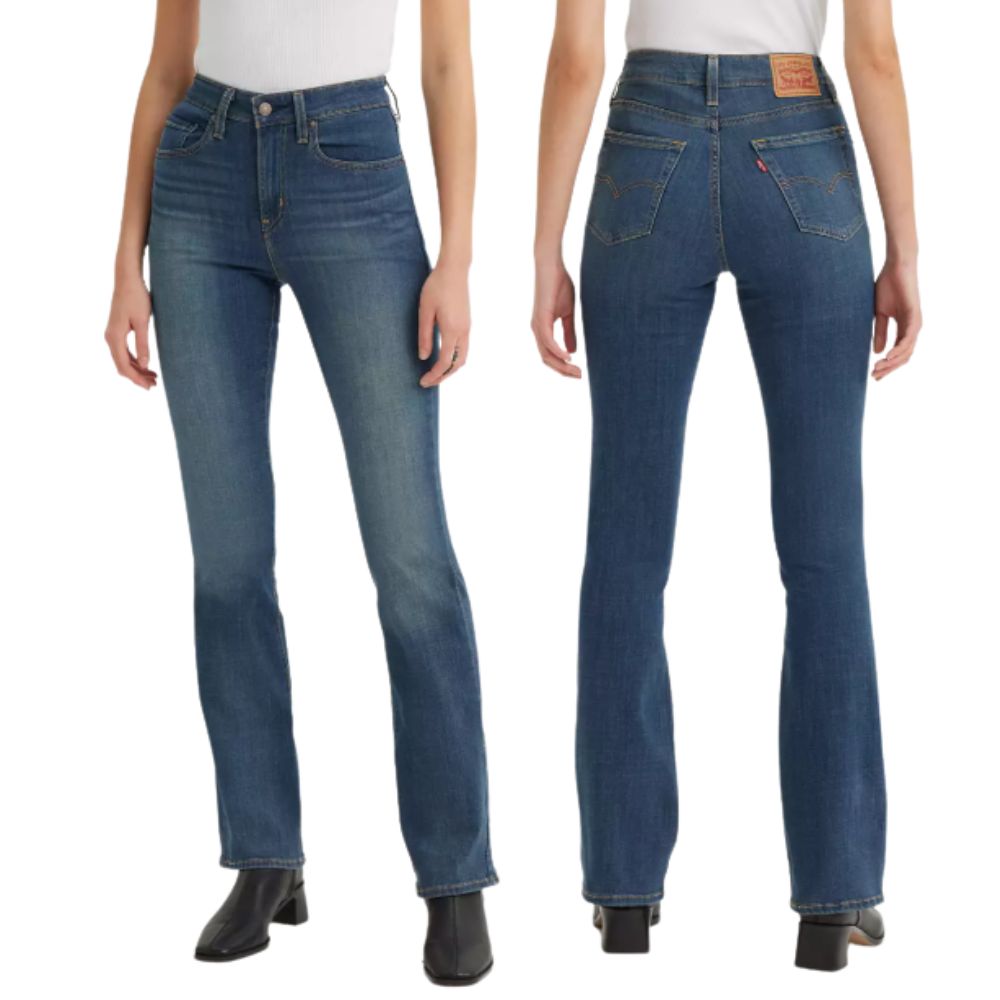 Calça Feminina Levi's Jeans Azul Médio 725 High-Rise Bootcut Com Strech Ref:187590121