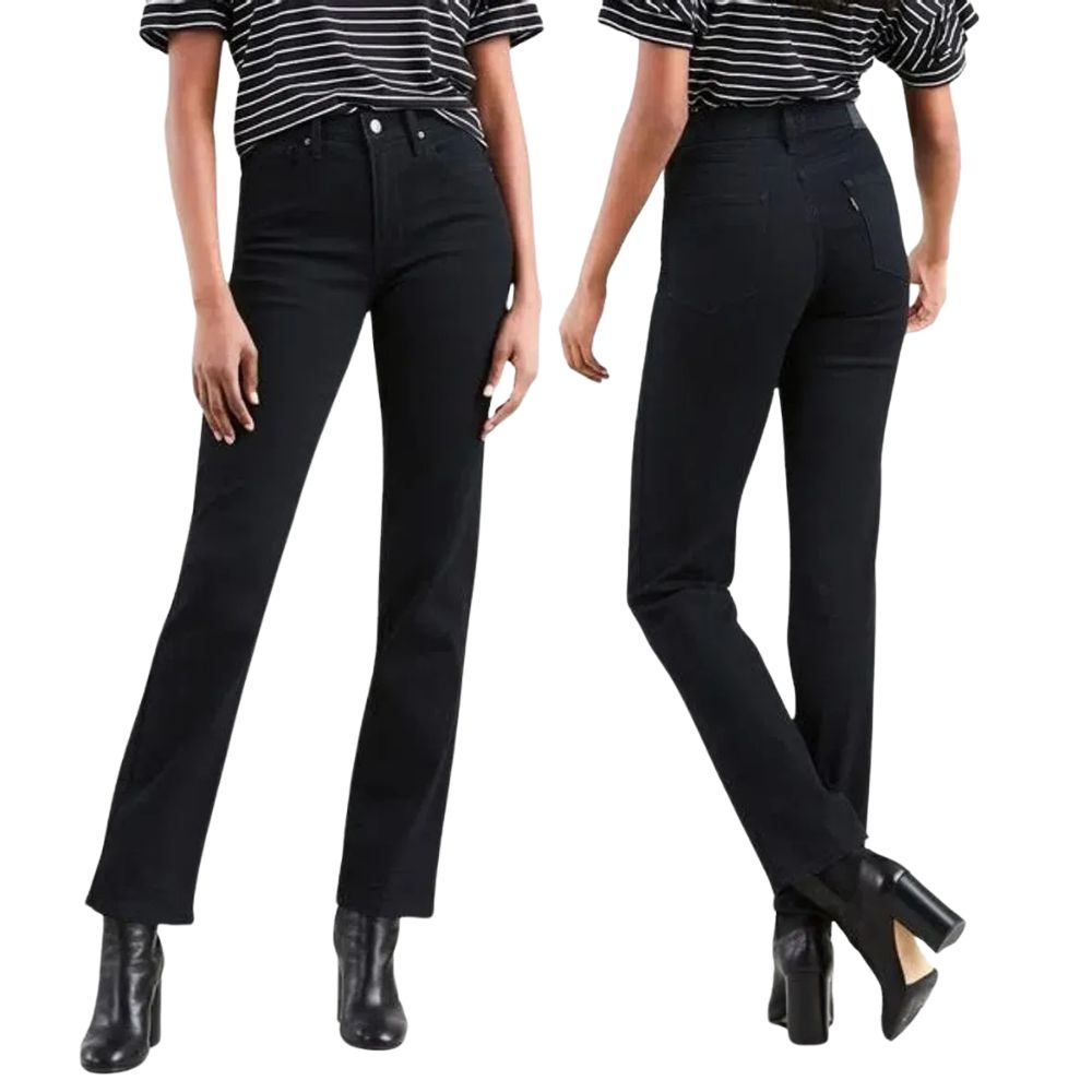 Calça Feminina Levi's Jeans Preto 724 High Rise Slim Straight Reta Ref:188830016