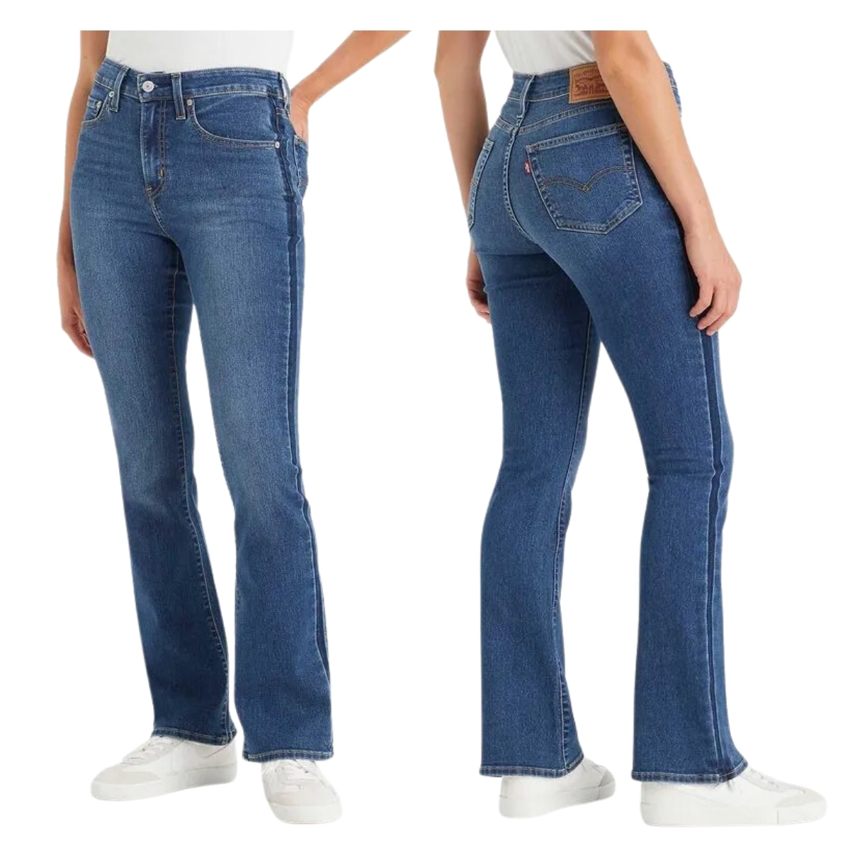 Calça Feminina Levis Jeans Azul Médio 725 High Rise Bootcut Stellar Stretch C/ Friso Azul Escuro REF: 187590158