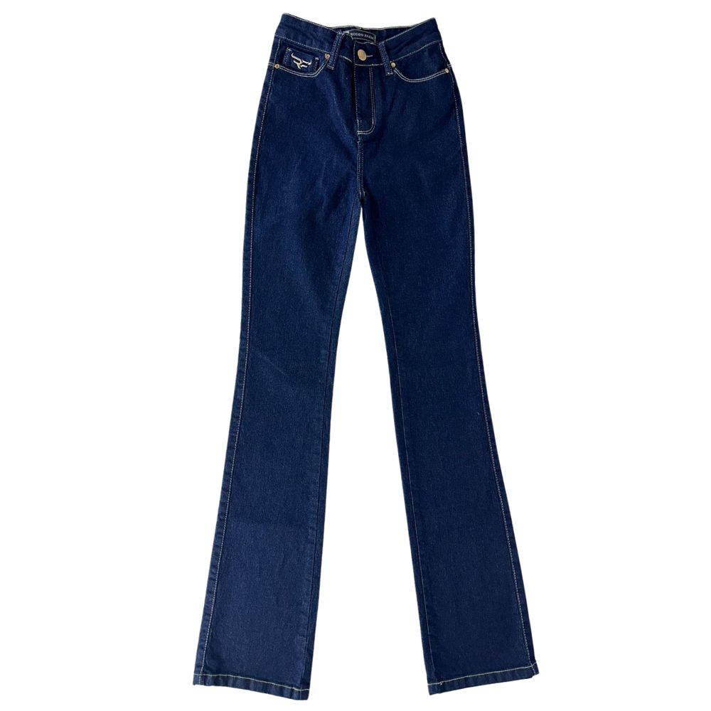 Calça Feminina Rodeo Farm Jeans Azul Amaciado Lycra Bootcut Ref 200500198
