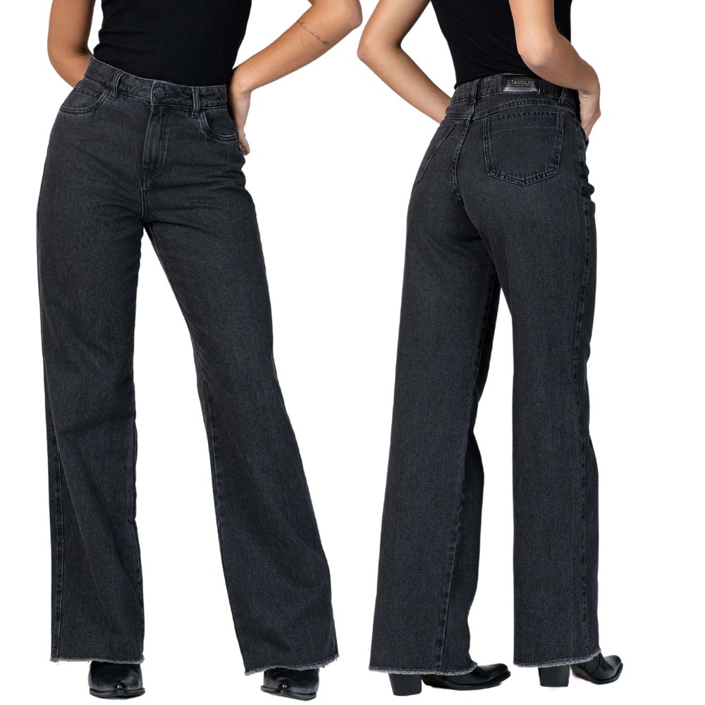 Calça Feminina Stabulos Jeans Preta Básica Reta Ref:STB27