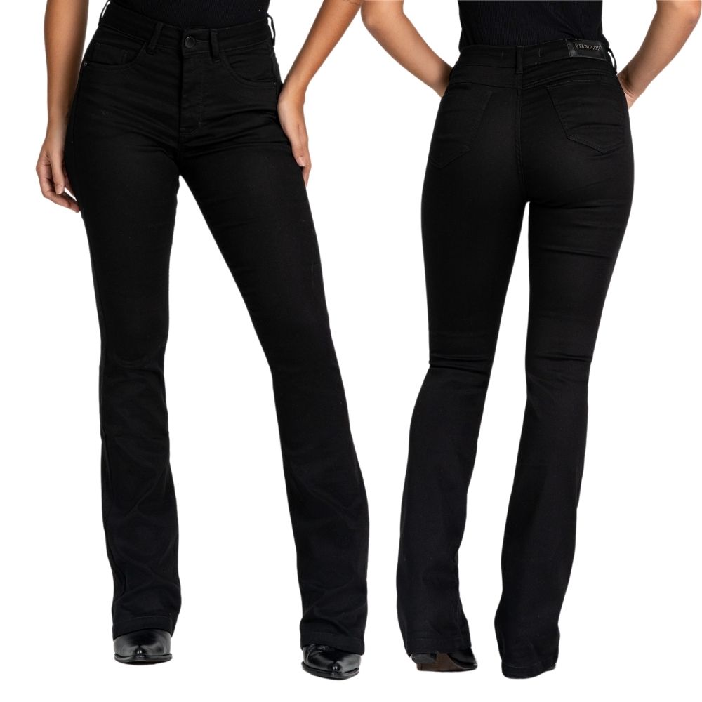 Calça Feminina Stabulos Jeans Preto Básica Bootcut Ref: STB501