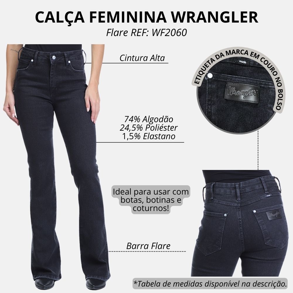Denim Wrangler Feminina Cintura Alta CalÃ§a Jeans Feminina