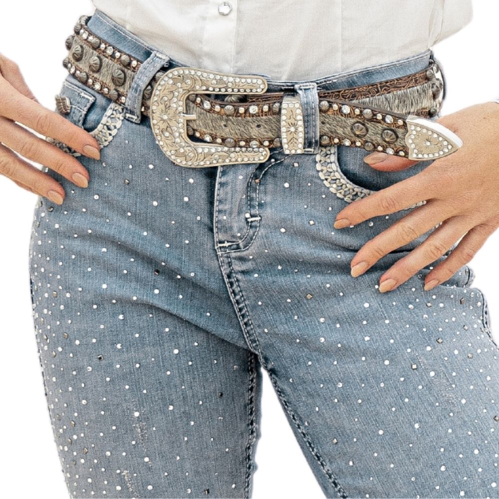 Calça Feminina Zenz Western Jeans Campfire Com Bordado Bolsos E