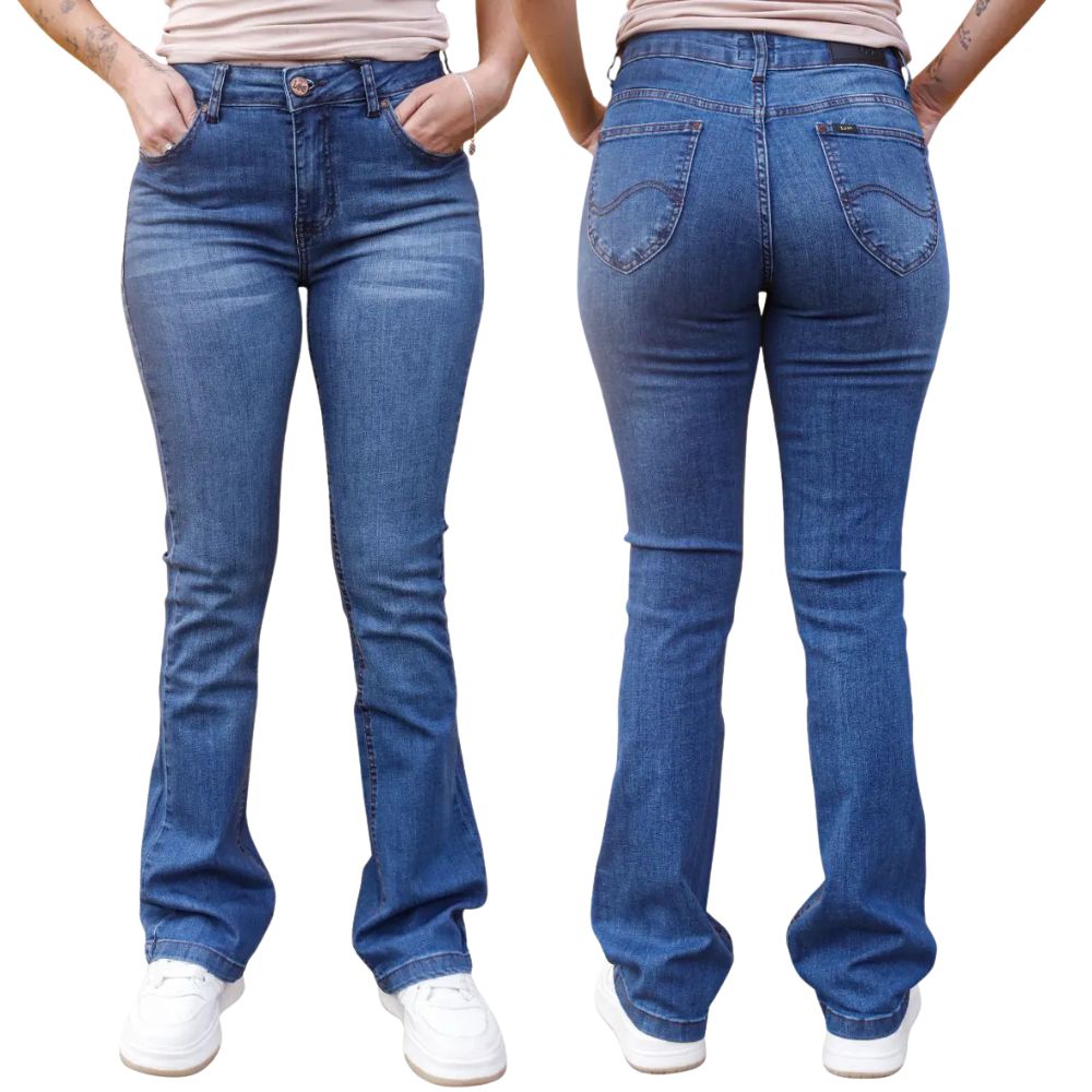 Calça Feminina Lee Hoxie Azul Médio Premium Stretch Bootcut Ref:3416L