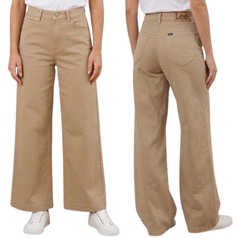 Calça Feminina Lee Wide Leg Premium Sarja Marrom Claro Ref:3369L