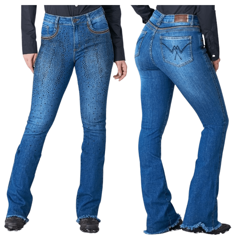 Calça Minuty Jeans Feminina Com Brilho de Strass Ref 241465