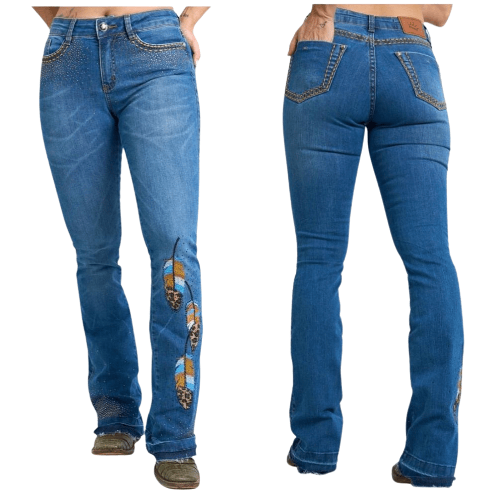 Calça Feminina Miss Country Jeans com Strass - Ref. 1009