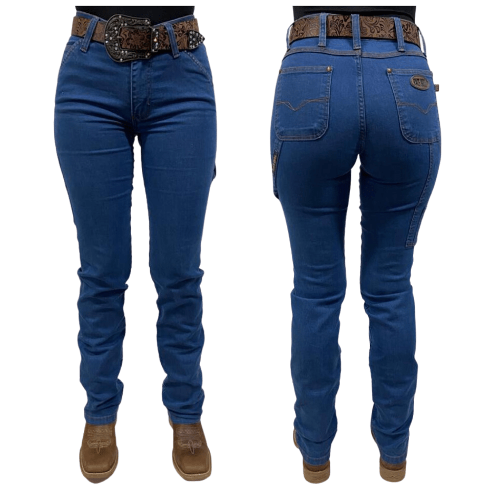 Calça Jeans Feminina Carpinteira Race Bull Delavê