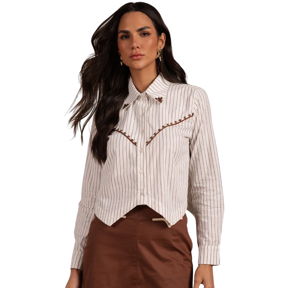 Camisa Cropped Feminina Moon Horse Millie Off White Listrada Ref: 01.10.406