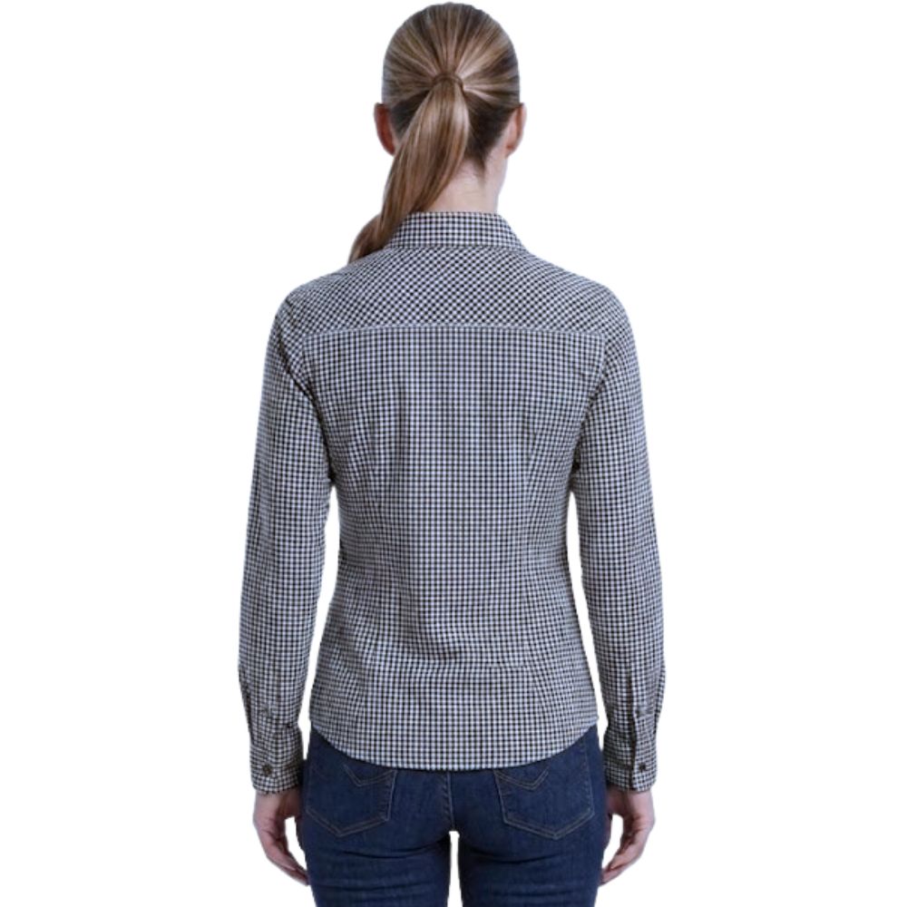 Camisa Feminina MX 72 Fit 100% Algodão Manga Longa Xadrez Pequeno