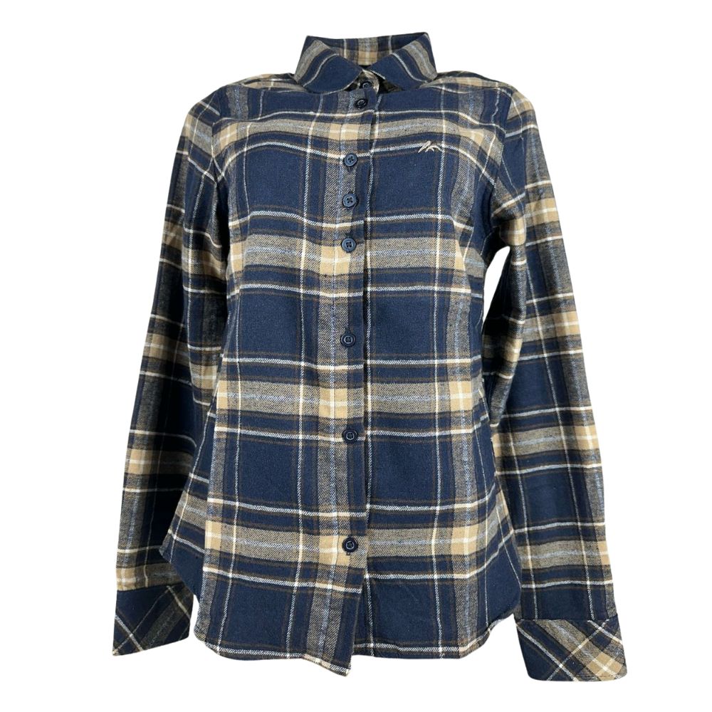 Camisa Feminina MX 72 Manga Longa Flanelada Mista Bege E Azul Marinho Ref:24060