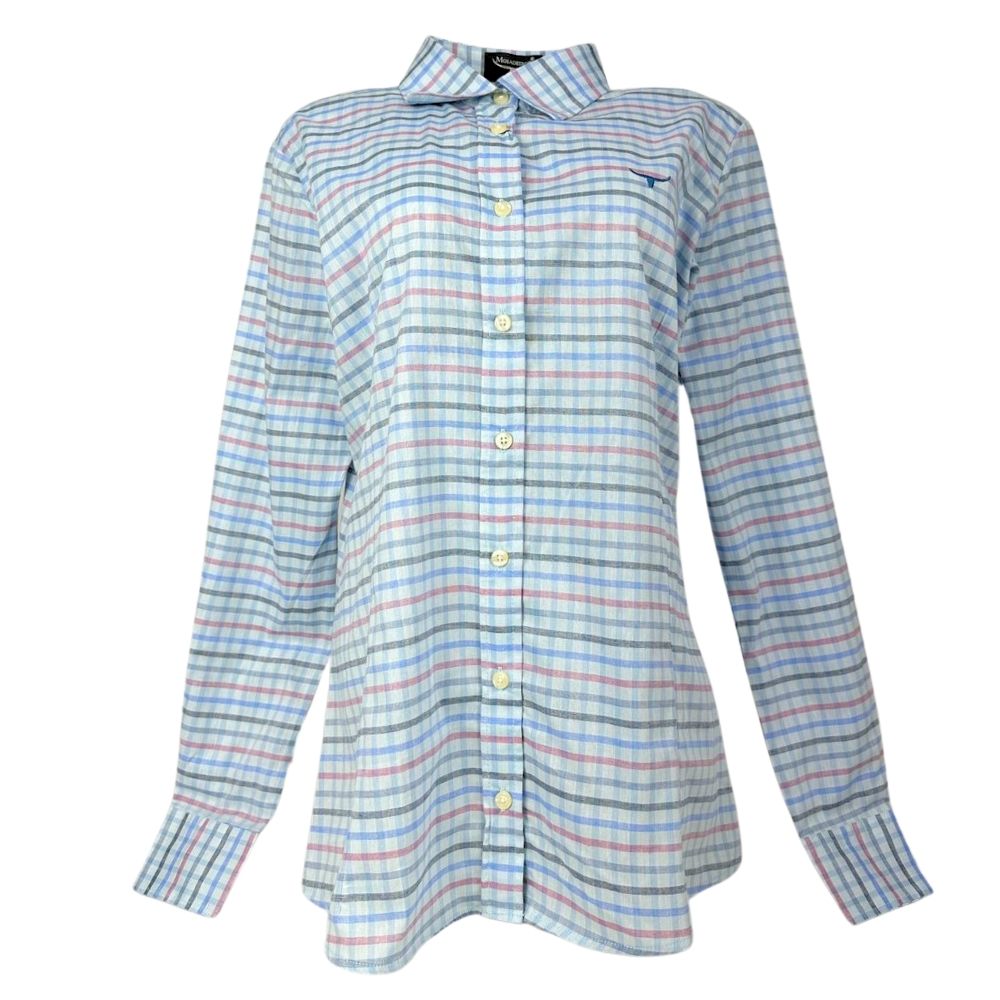 Camisa Feminina Os Moiadeiros Xadrez Azul Claro Manga Longa - CFML 2109