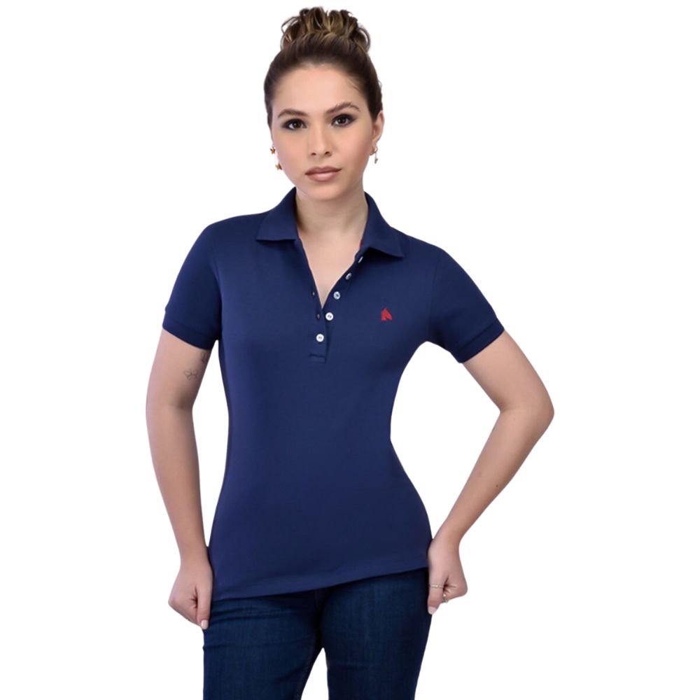 Camisa Polo Feminina BF///MS Manga Curta Azul Marinho Ref.CP053