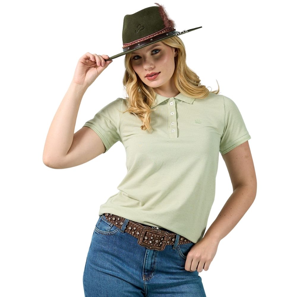 Polo Feminina Miss Country Brisa Verde Manga Curta Ref: 003342