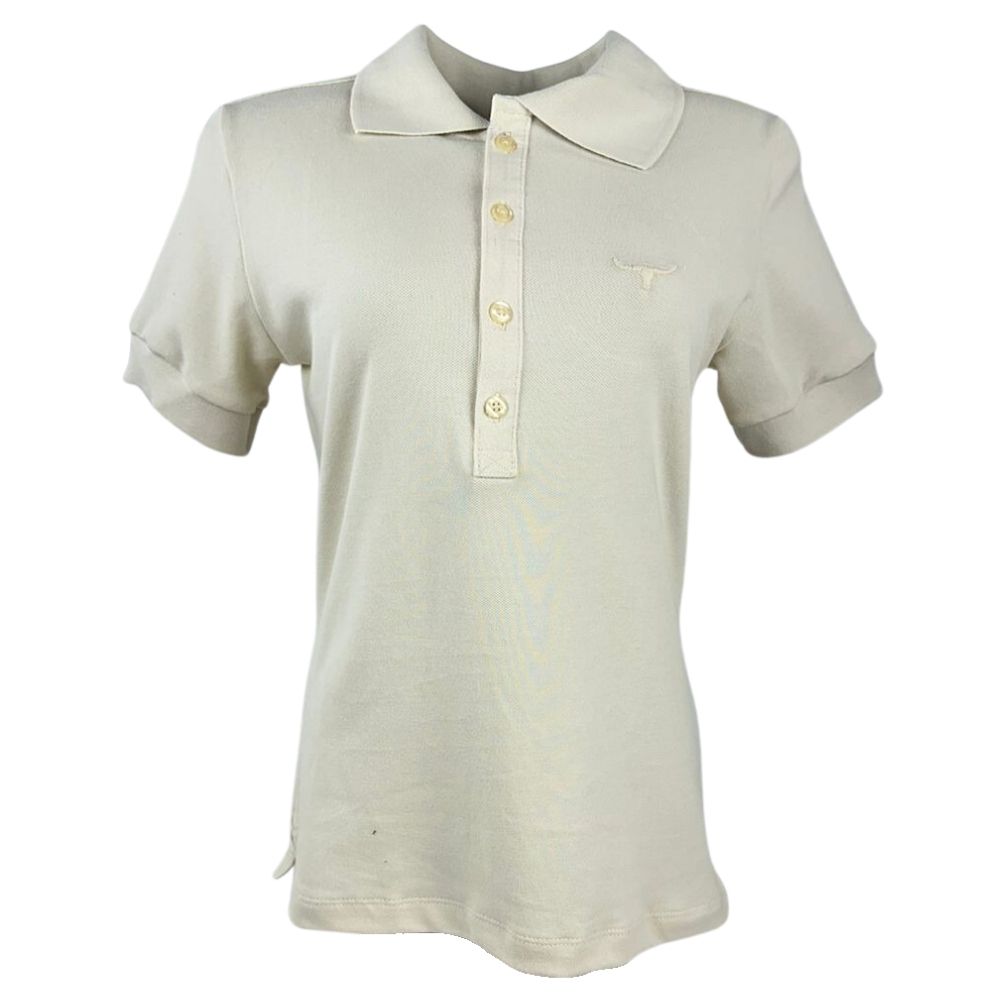 Camisa Polo Feminina Os Moiadeiros Off White Com Logo Bordado em Off White Ref.CPF39