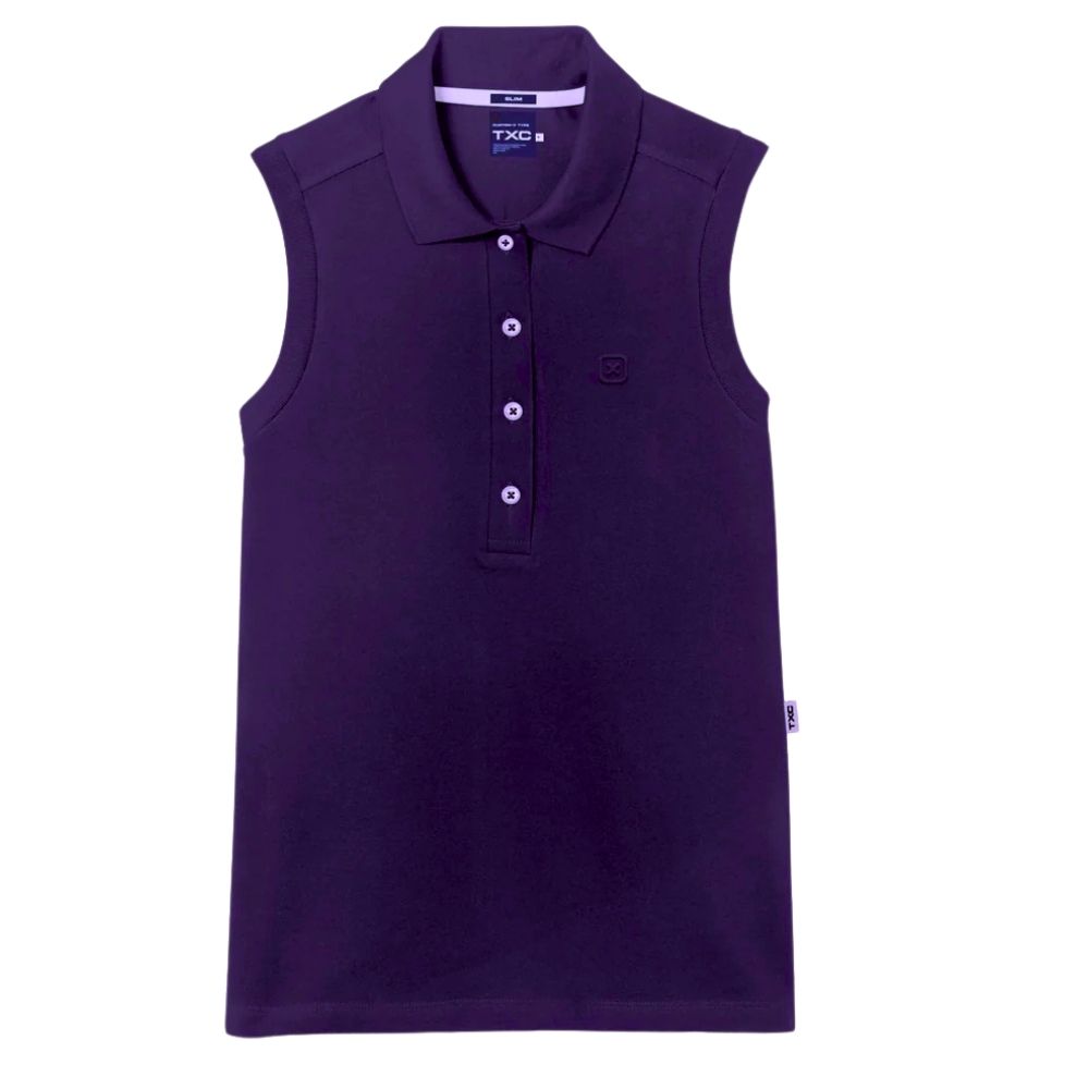 Camisa Polo Feminina TXC Sem Manga Slim Roxo Logo Bordado - REF: 27267