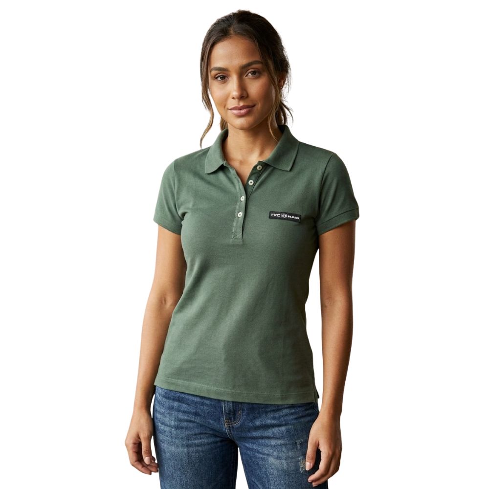 Camisa Polo Feminina TXC Slim Ram Verde Militar Ref: RAm27057