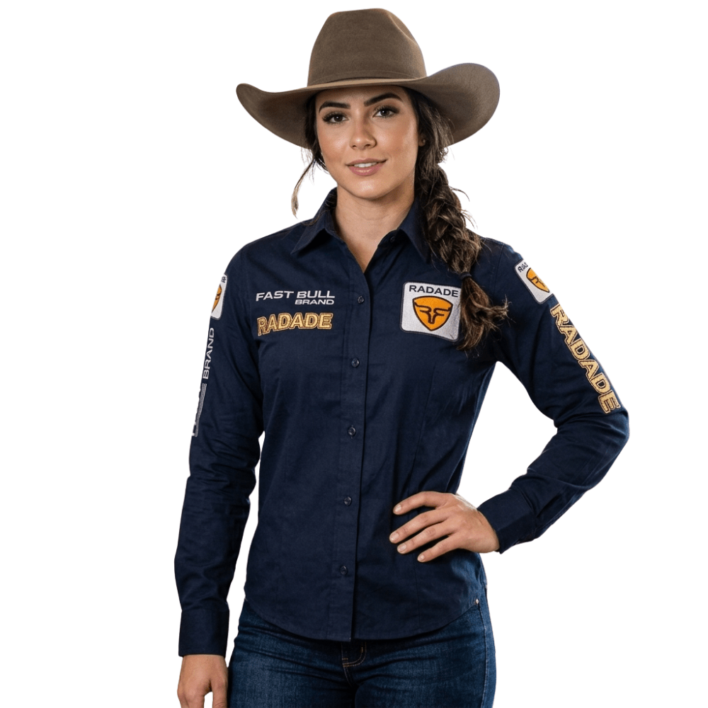 Camisa Feminina Bordada Radade Azul Marinho Brands