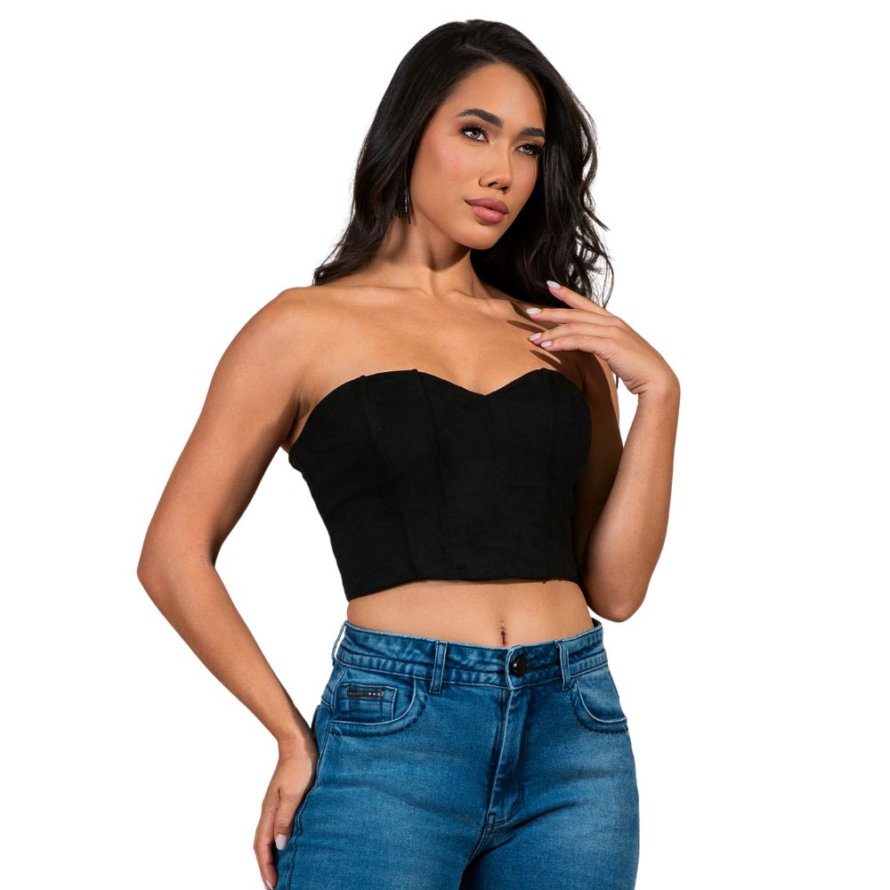 Cropped Feminino Buphallos Tomara Que Caia Preto Ref:BPL1440