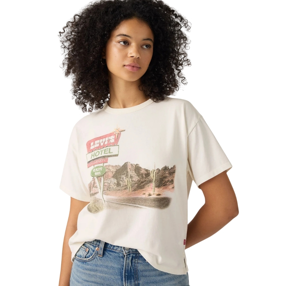Camiseta Feminina Levi's Graphic Vintage Off White Estampada REF:0050Y0061