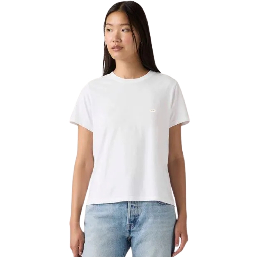 Camiseta Feminina Levi's Manga Curta Branca Logo Bordado REF:LB0020273