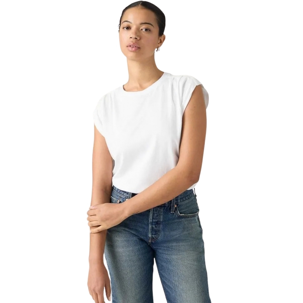 Camiseta Feminina Levi's Pleated Muscle Tank Branca REF:0085U0000