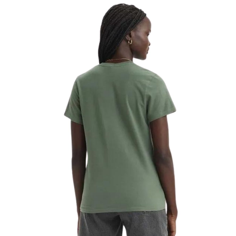 Camiseta Feminina Levi s Verde Militar Manga Curta Bordado Com a Logo da Marca Ref. LB002 Badana