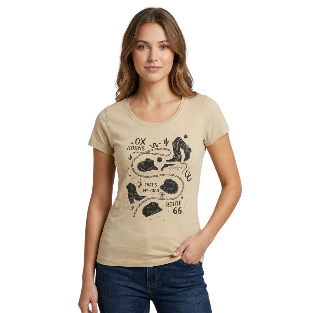 Camiseta Feminina Ox Horns Nude Estampada Ref:6557