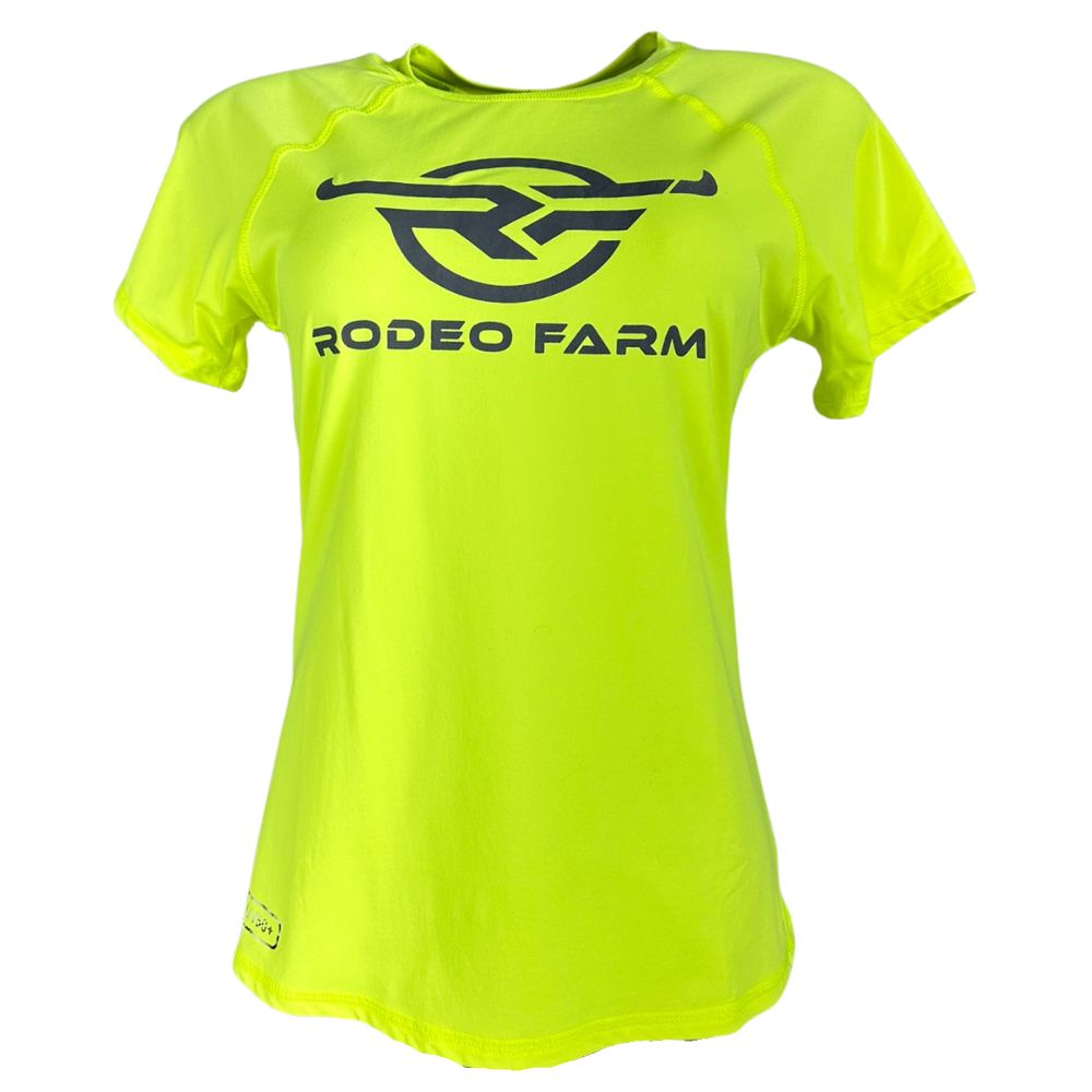 Camiseta Feminina Rodeo Farm UV50+ Haglan Manga Curta Fitness Amarelo Neon Ref 228500088